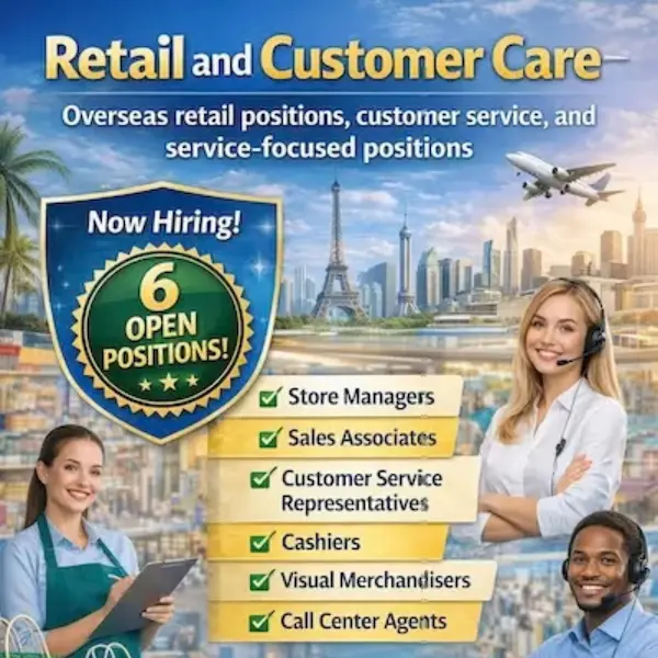 Retail and customer Care
International job opportunitie